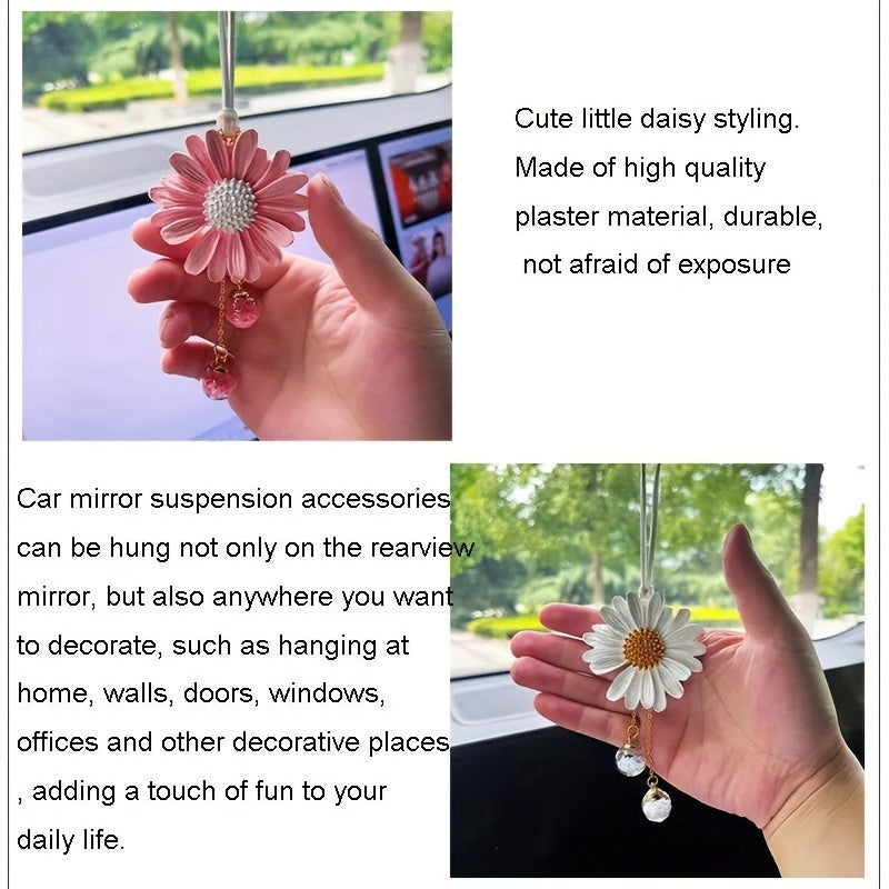 Daisy Car Air Freshener Pendant Yellow Plaster Scented Rearview Mirror Charm