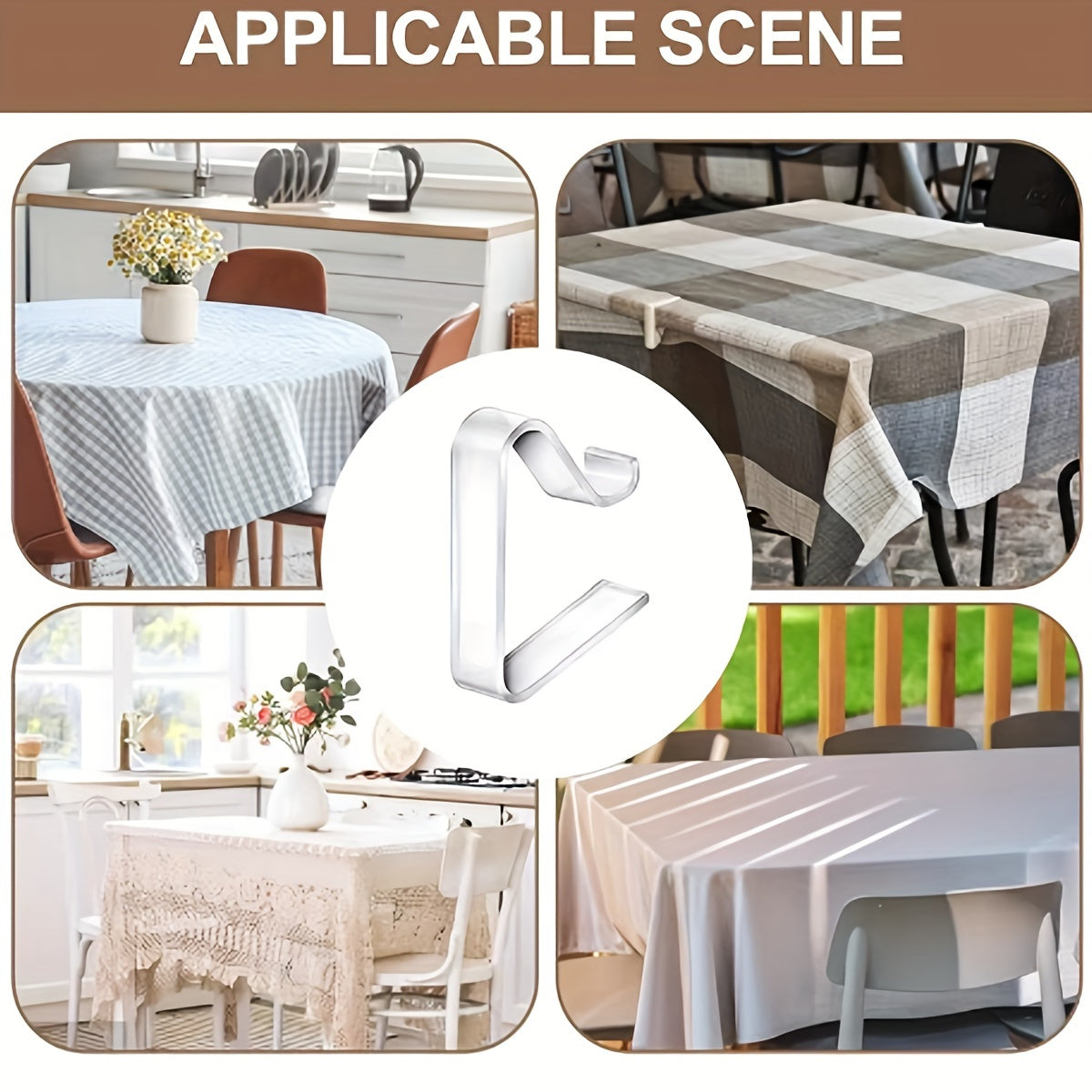 8-Pack Clear Plastic Tablecloth Clips for Indoor and Outdoor Events