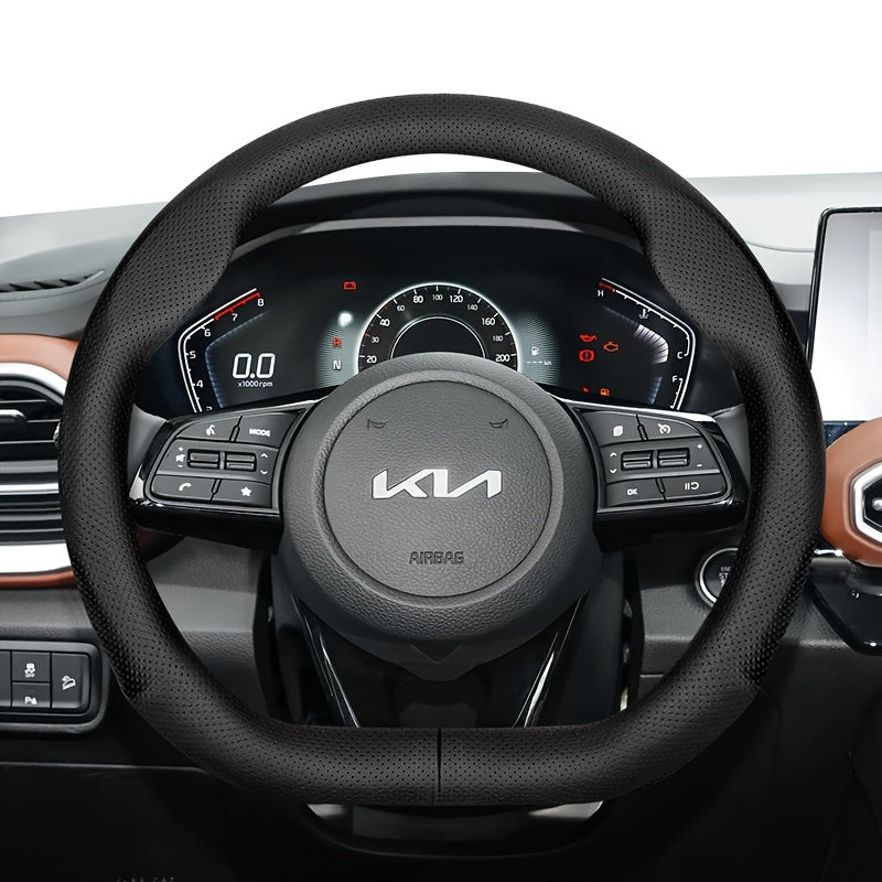 Universal Ultra-Thin Faux Leather Steering Wheel Cover Breathable Non-Slip