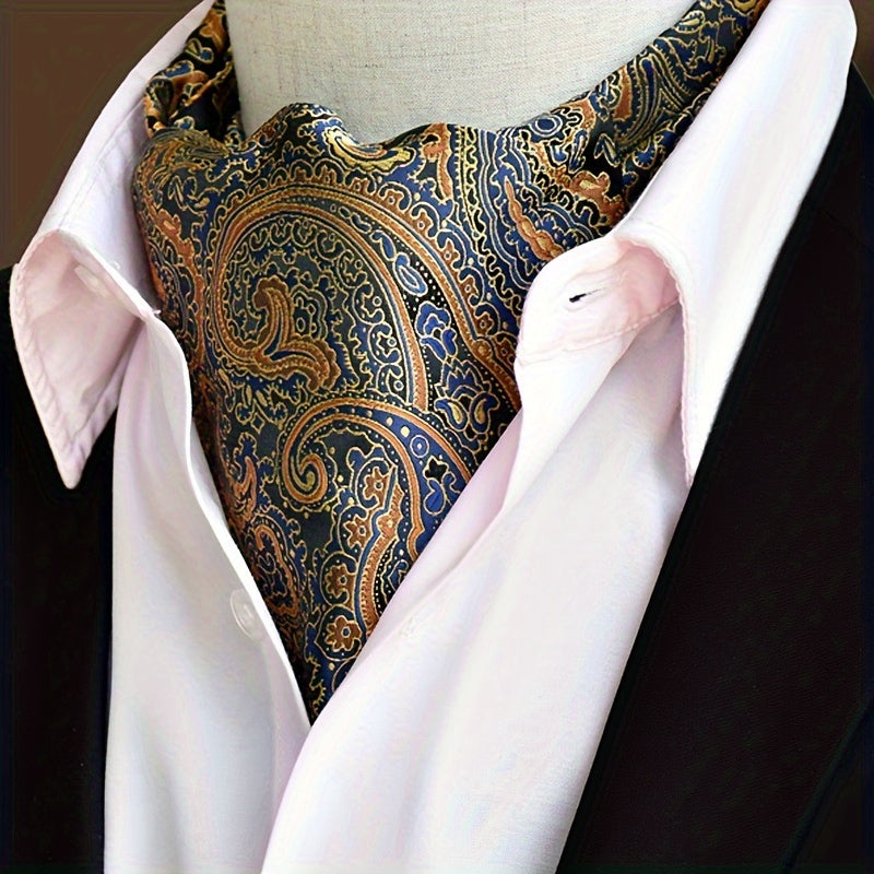 Men's Autumn Winter Double-Layer Paisley Pattern Collared Shirt Scarf for Casual Formal