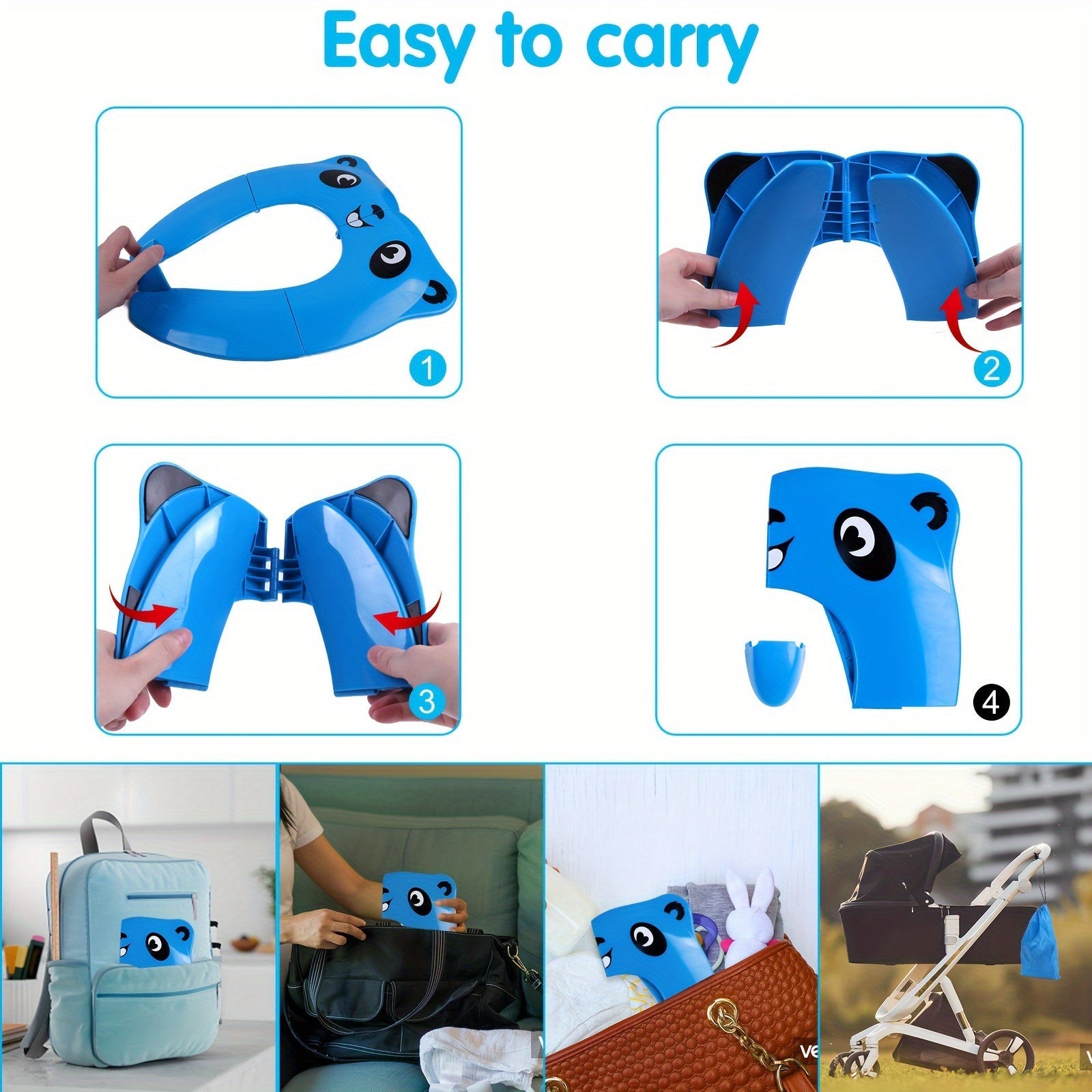 Kids Portable Foldable Toilet Seat Cover with Anti-Slip Pads Splash-Proof