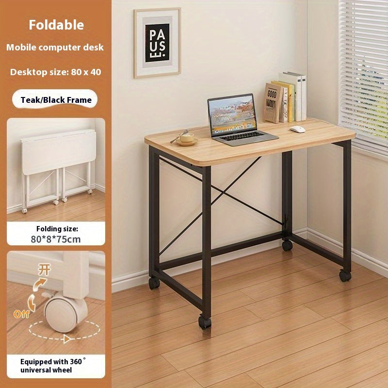 Wooden Computer Desk with Shelf Rolling Study Table Home Office Workstation Black or White