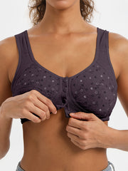 Women's Seamless Front Closure Gathers Bust One-Piece Cotton Set