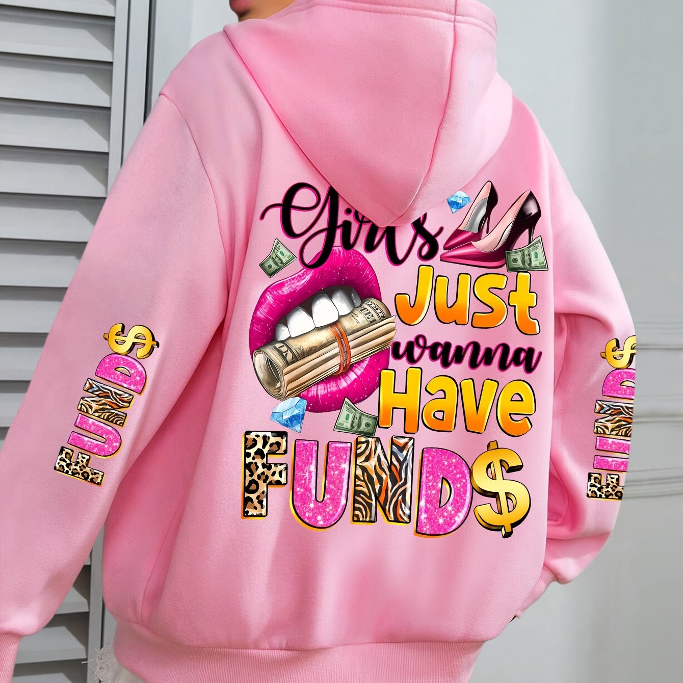 Plus Size Hoodie Men Women Polyester Knit Pullover Letter Print Autumn Winter