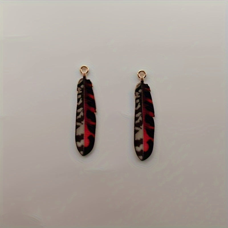 Set of 10 Feather-Shaped Alloy Pendants for Jewelry Making Keychains Necklaces Earrings