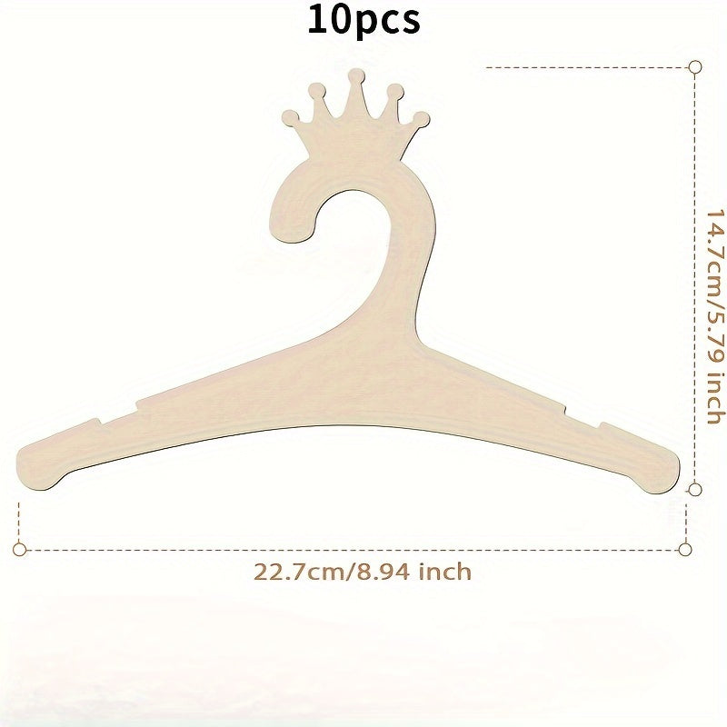 10-Piece Wooden Clothes Hangers for Kids Wardrobe Storage