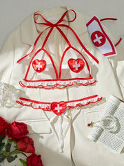 Jozibali hamshira kostyum to'plami bosh kiyimi, ichki kiyim va bo'sh dizayndagi shortlardan iborat bo'lib, 95% polyester va 5% elastan matodan tayyorlangan. O'rta darajadagi qo'llab-quvvatlash, 90gsm to'qilgan tuzilma, mustahkam.