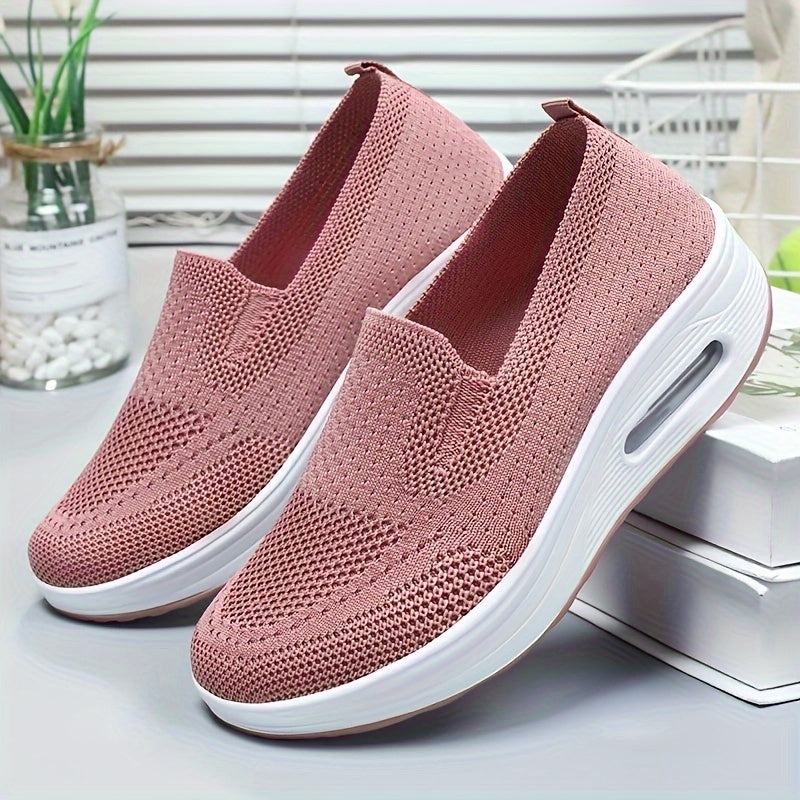 Ayollar uchun nafas oladigan tīkli slip-on sport poyabzali yengil kundalik poyabzal pushti kulrang qora