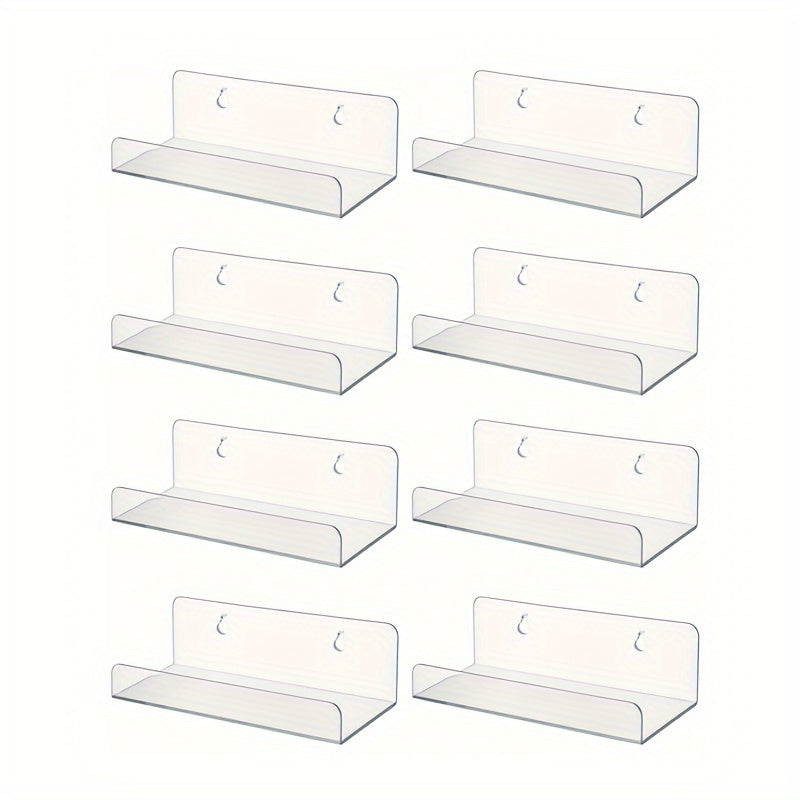 Wall-Mounted Acrylic Record Display Stand with Hooks for CDs and Vinyls