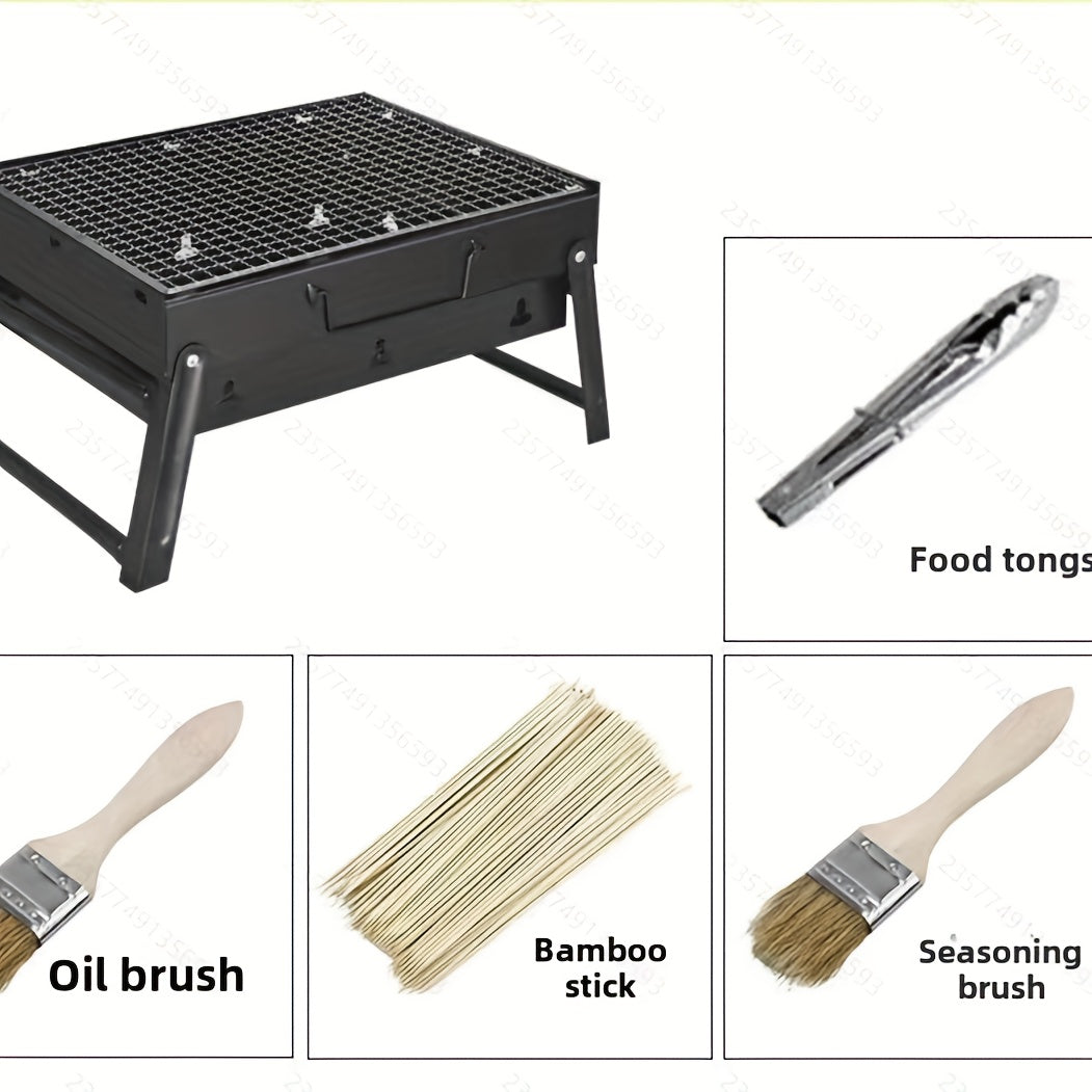 Outdoor folding charcoal BBQ grill with drawer design