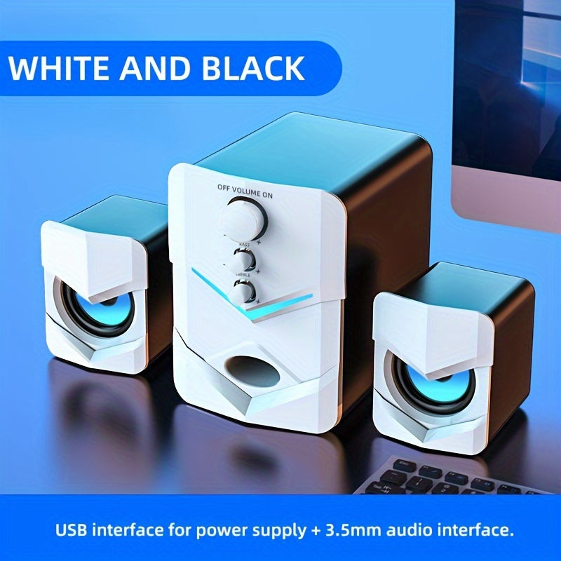 USB Powered Stereo Speakers with LED Ambient Light for Computers Tablets and Laptops