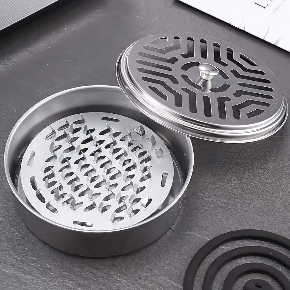 Stainless Steel Mosquito Coil Holder with Lid for Indoor Outdoor Use