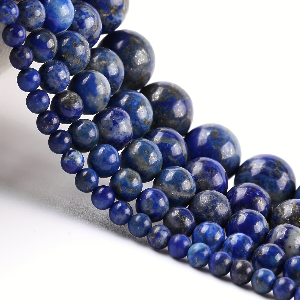 Натуральные бусины из лазурита - круглые свободные бусины 4/6/8/10/12 мм, идеальные для создания ювелирных изделий своими руками - аксессуары для ожерелий, браслетов, серег.