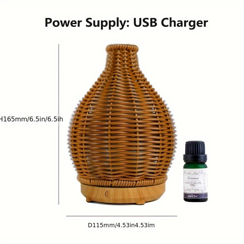 Rattan Aromatherapy Humidifier Wooden Grain Diffuser USB Powered for Home