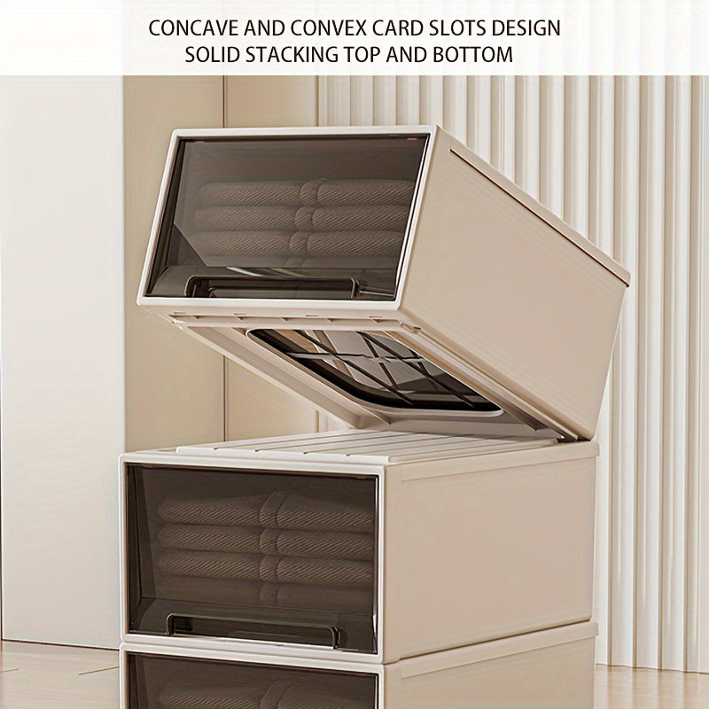 Transparent Stackable Plastic Storage Drawer with Wheels for Clothes Toys Snacks and Books