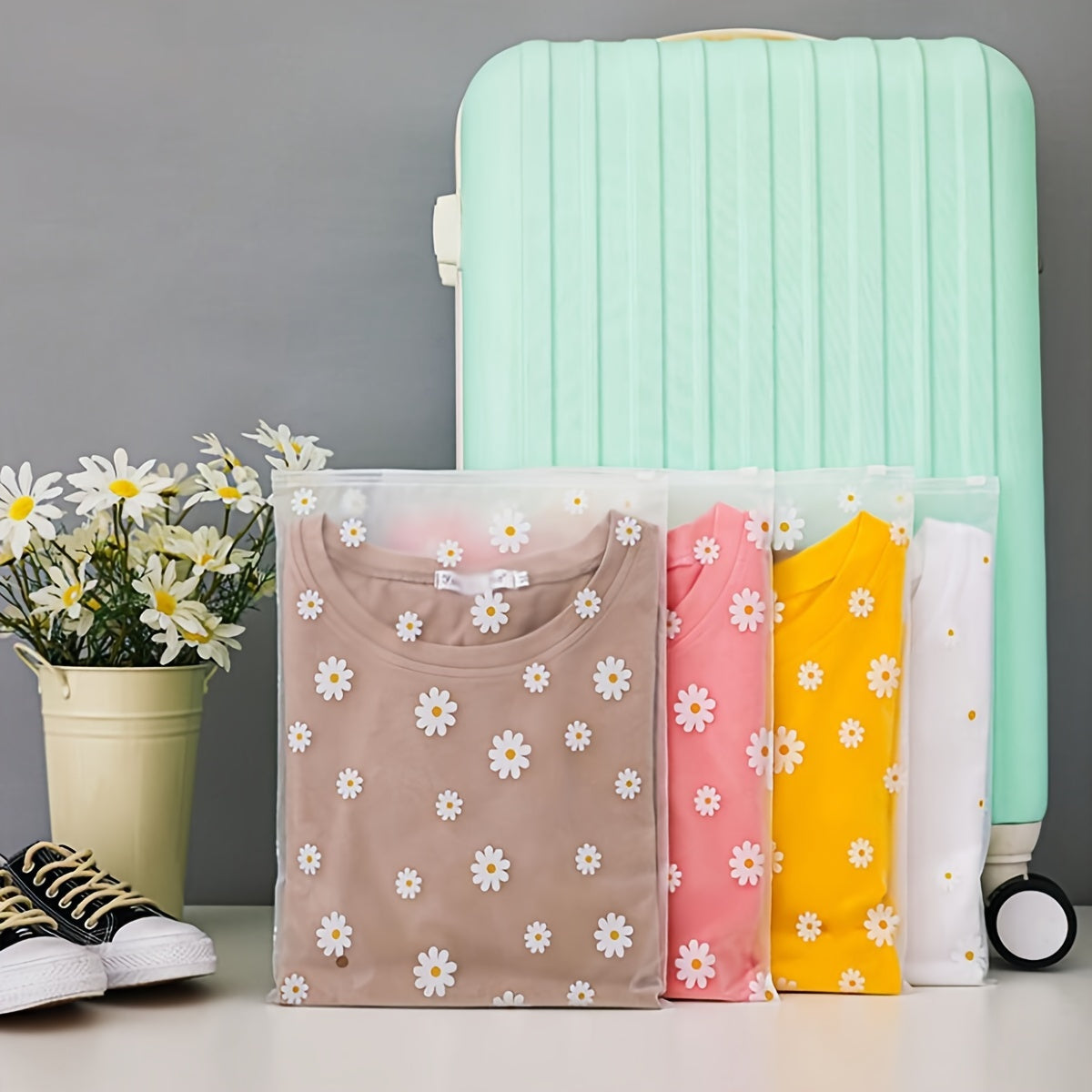 Frosted PE Storage Bags Set of 10 for Clothes Gifts Travel Home Organization