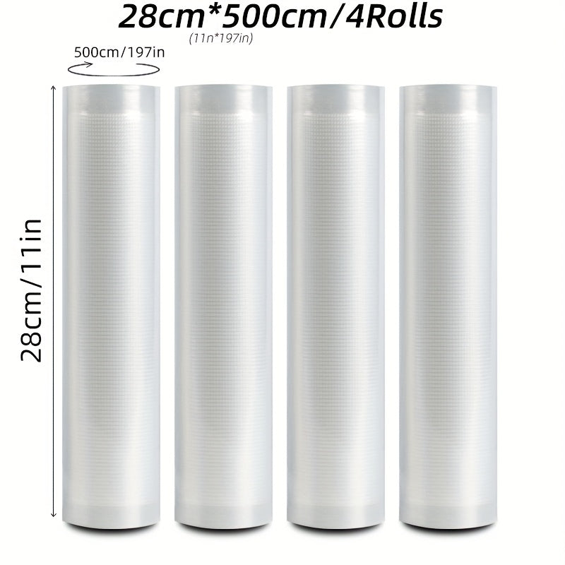 Havo chiqaruvchi qoplar 4 ta paket, 5m, teksturali, yangi saqlash va saqlash uchun, Sous Vide va ovqat tayyorlash uchun mos