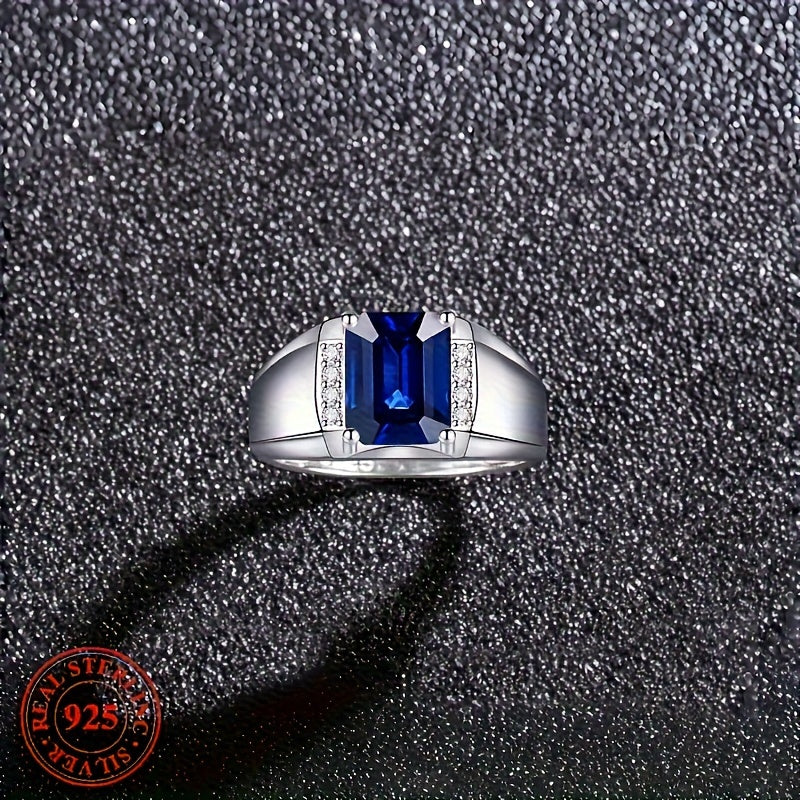 Anillos de pareja de plata 925 con circonia cúbica y piedras inspiradas en zafiro para regalo de propuesta