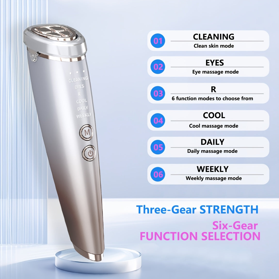 6-in-1 Hot Cold Facial Device and Massager Rechargeable Home Beauty Instrument