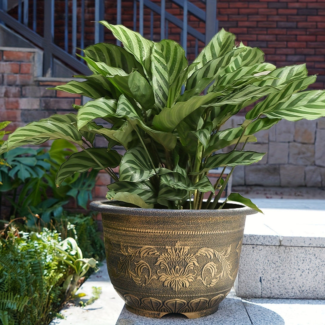 European Resin Flower Pot Antique Bronze Floor Mount Indoor Outdoor 40.64cm