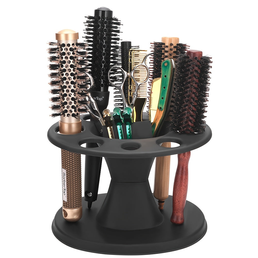 Round Hair Brush Organizer Plastic with Multiple Compartments for Salon and Home Use
