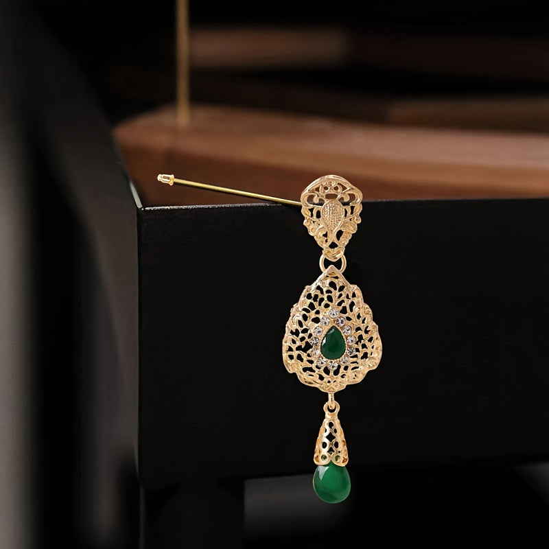 Zarif fransuz uslubidagi bo'sh qotishma hijob pin, porloq rhinestone'lar bilan bezatilgan - Vintage jozibasi, o'ziga xos notekis dizayn