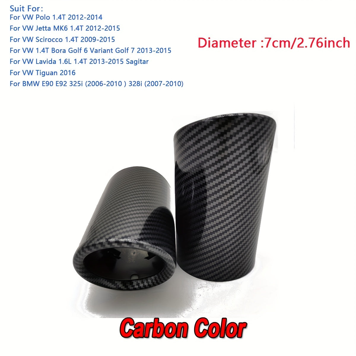 Stainless Steel Car Exhaust Pipe 2 Pcs 7cm Fit for Sedan SUV Replacement