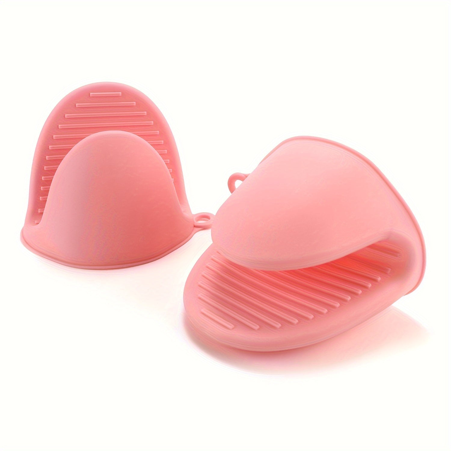Pink Silicone Oven Mitts Heat Resistant Non-Slip Kitchen Gloves for Grilling Camping