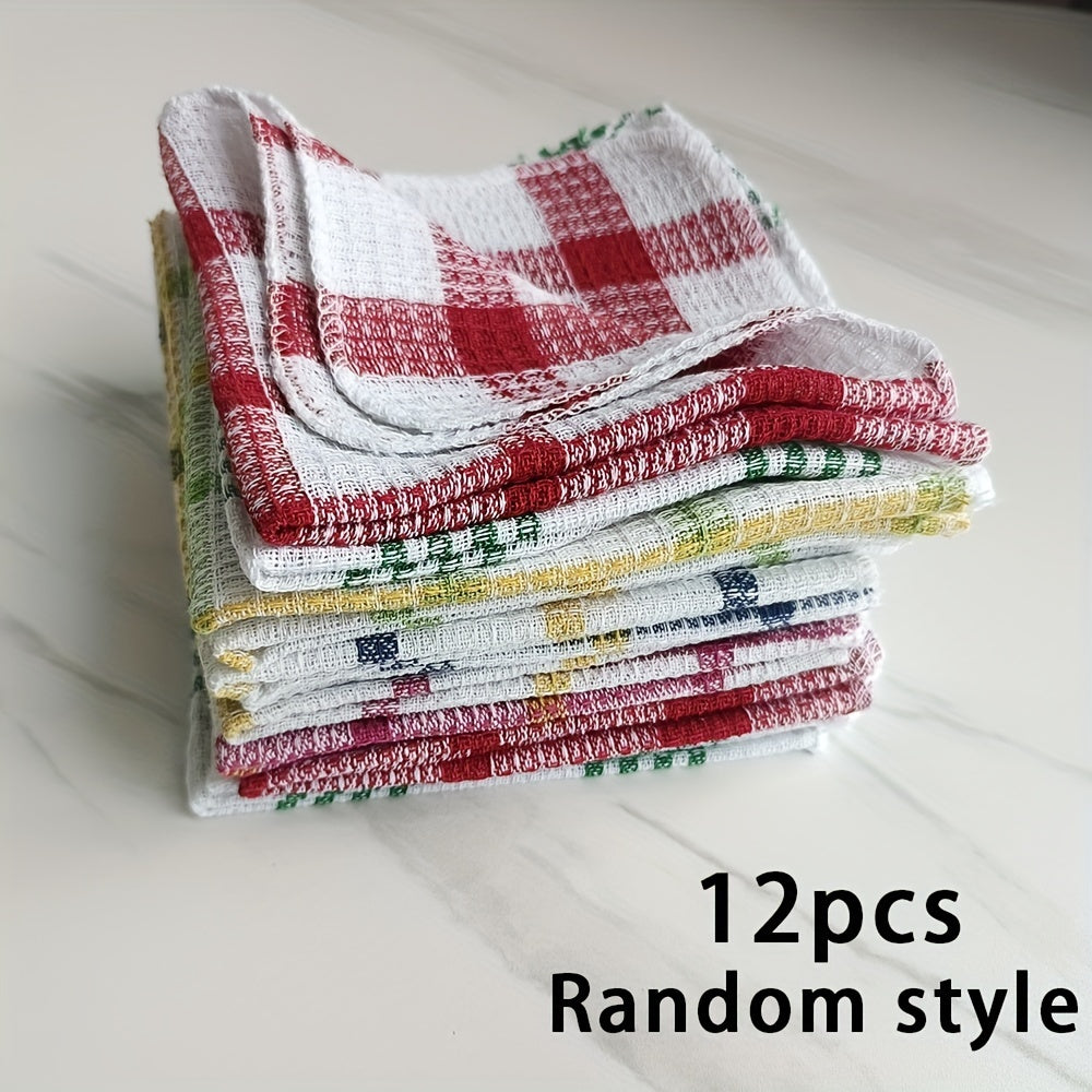 12 ta Ultra-So‘ruvchi Mikroto‘qima Idish To‘shaklari - Tez Quriydigan, Vafli To‘qima Oshxona Sochiqlari Uyda yoki Harakatda Tozalash Uchun