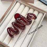 3 волнистых зажима для волос с леопардовым принтом в прозрачном, красном и коричневом цветах. Стильные пластиковые аксессуары для повседневного использования и подарков.