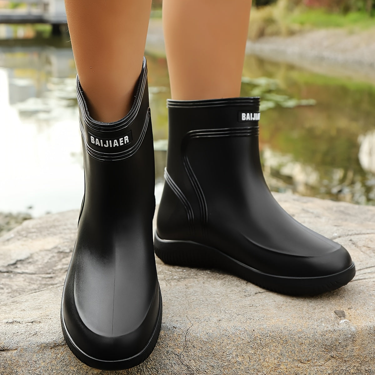 Women's Rain Boots Non-Slip PVC Slip-On Waterproof Gardening Shoes