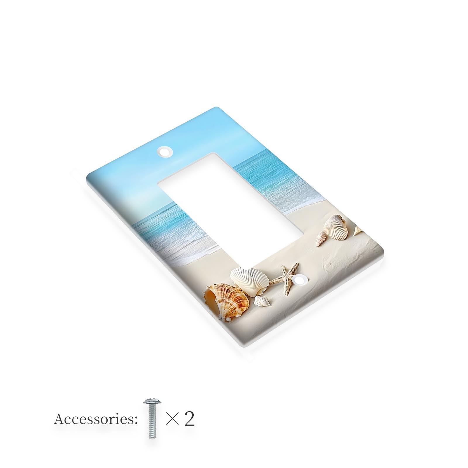 Beach Ocean Theme Light Switch Cover for Bedroom or Bathroom 1 or 2 Gang