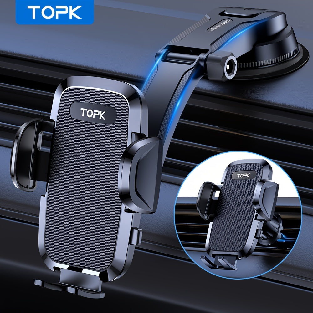 Universal Car Phone Mount 2-in-1 Handsfree Stand for Dashboard, Compatible with iPhone Android