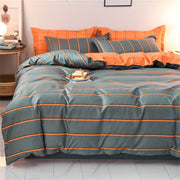 Polyester Duvet Cover Set with Striped Print Bedding Includes Soft Pillowcases for Bedroom or Guest Room