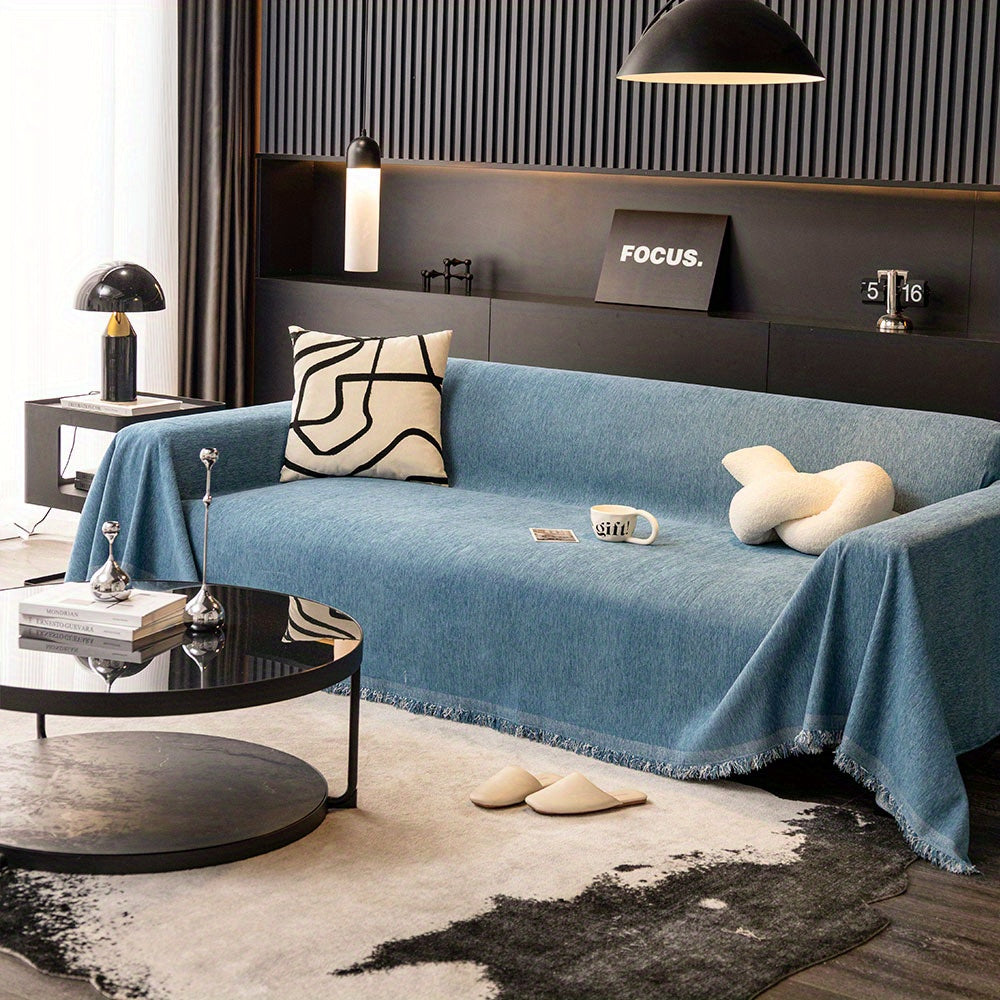 Tasselli suv o'tkazmaydigan divan qoplamasi, yuvilishi mumkin va bardoshli, yashash xonasi uy bezaklari uchun universal mebelni himoya qilish.