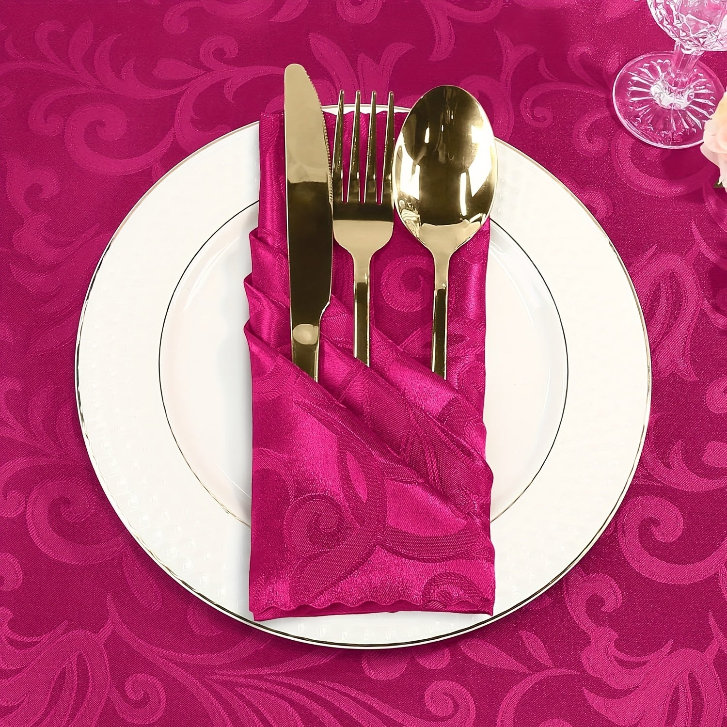 Set of 12 Satin Jacquard Napkins 43.18 cm for Banquets Weddings Parties