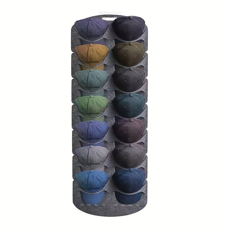 Wall-Mounted Cap Organizer with Seven Shelves, Portable Linen Hat Storage