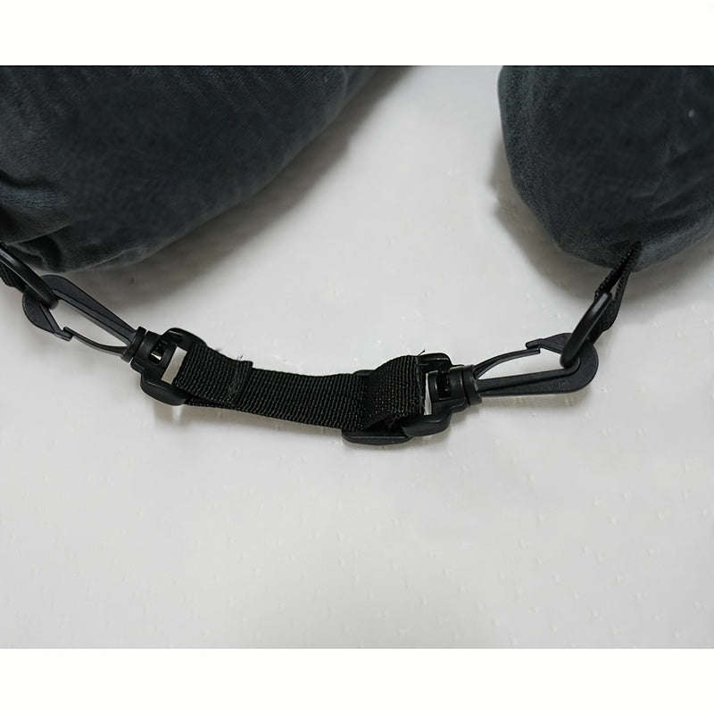 Black Adjustable Dutch Velvet Travel Neck Pillow with Long Zipper for Comfort