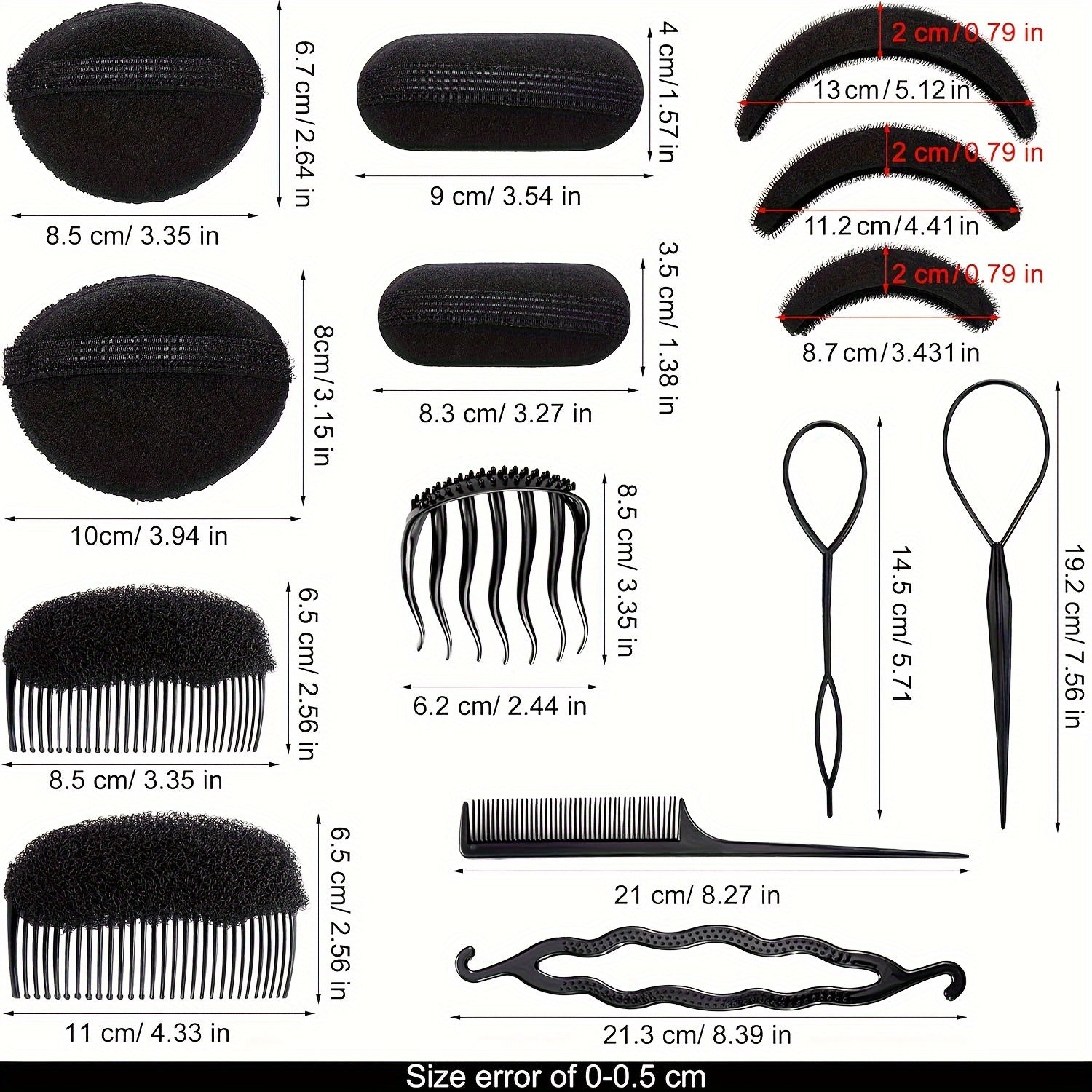 16 Pieces Hair Bump Up Volume Inserts for Women Styling Tools and Combs