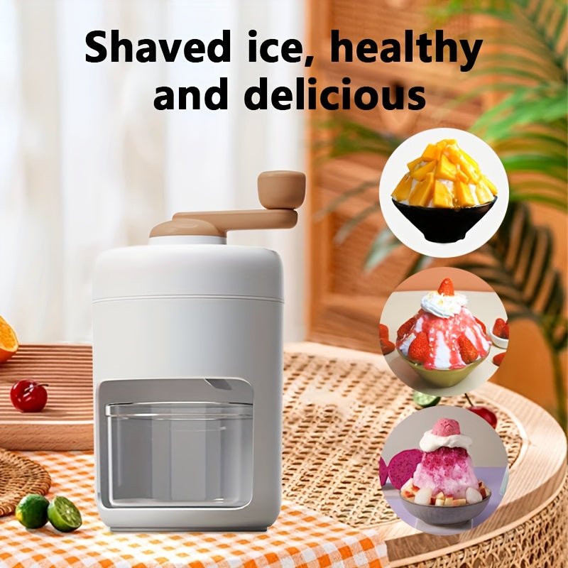 Manual hand-cranked ice shaver and smoothie maker for fruit milkshakes seafood easy to use ergonomic handle no electricity required for home restaurant
