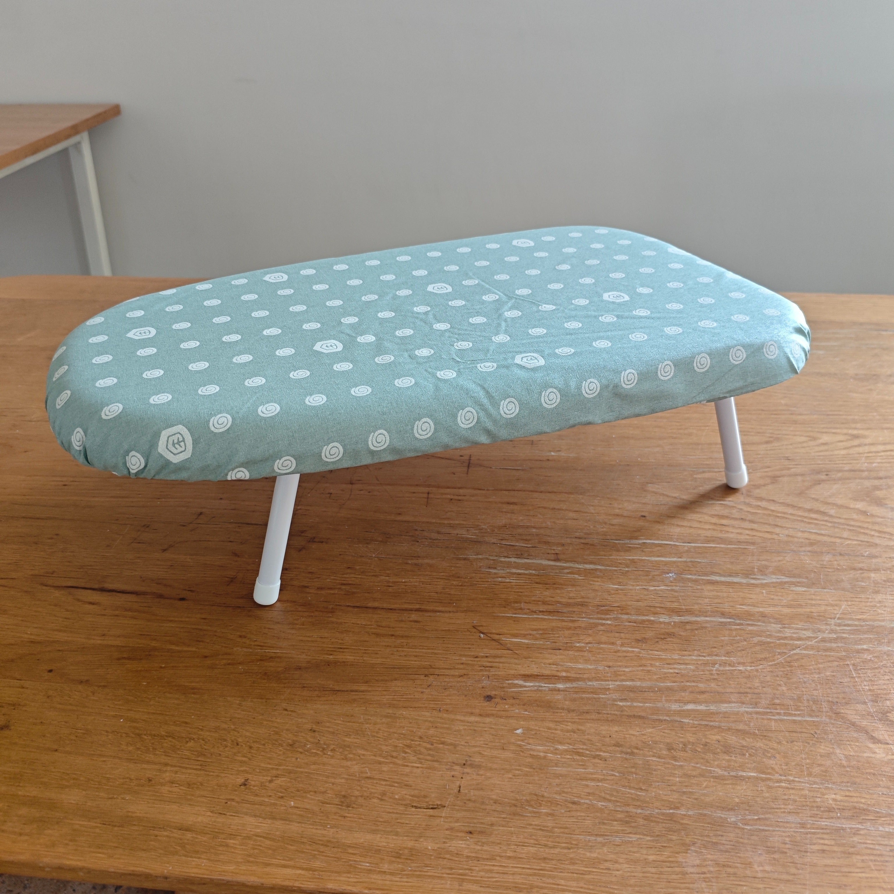 Pink and White Herringbone Foldable Ironing Board with Compact Surface