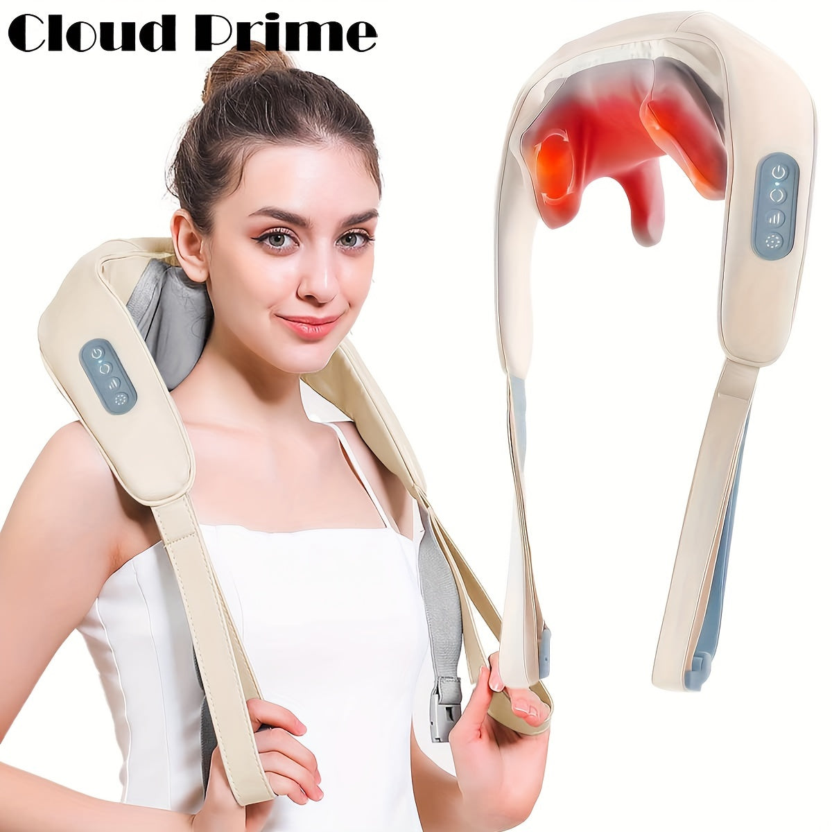 Neck and Shoulder Massager with Heat Rechargeable USB Leather Pain Relief Gift