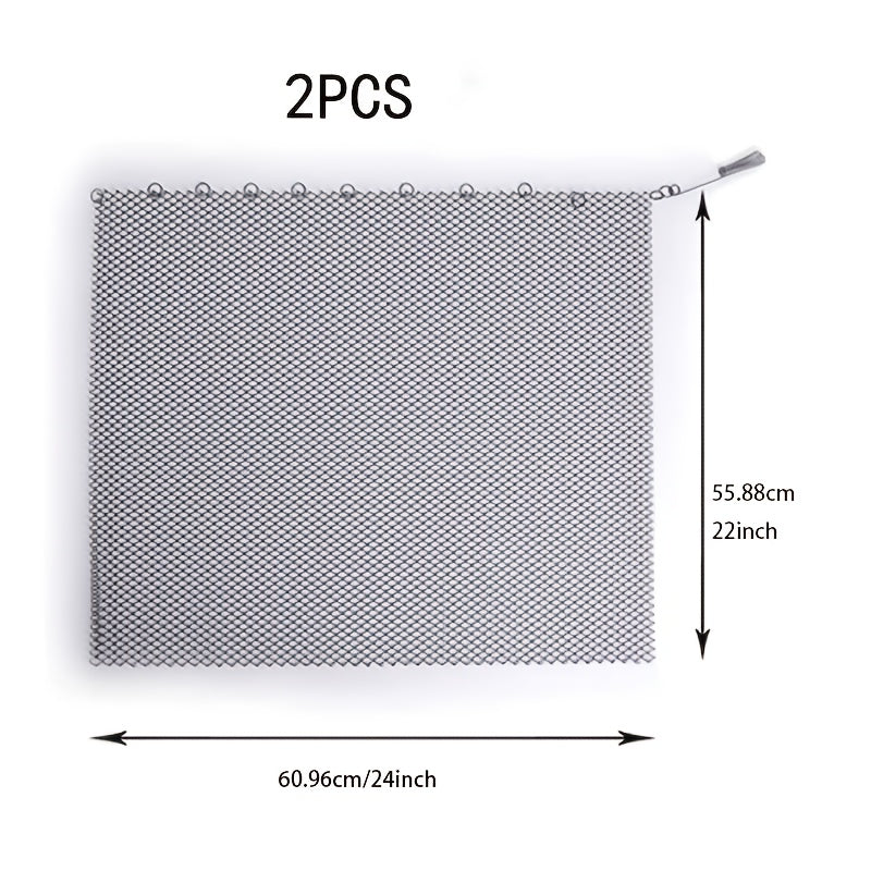 2-Piece Fireplace Mesh Screen Curtains Black 55.88cm x 60.96cm Spark Guard Safety Net