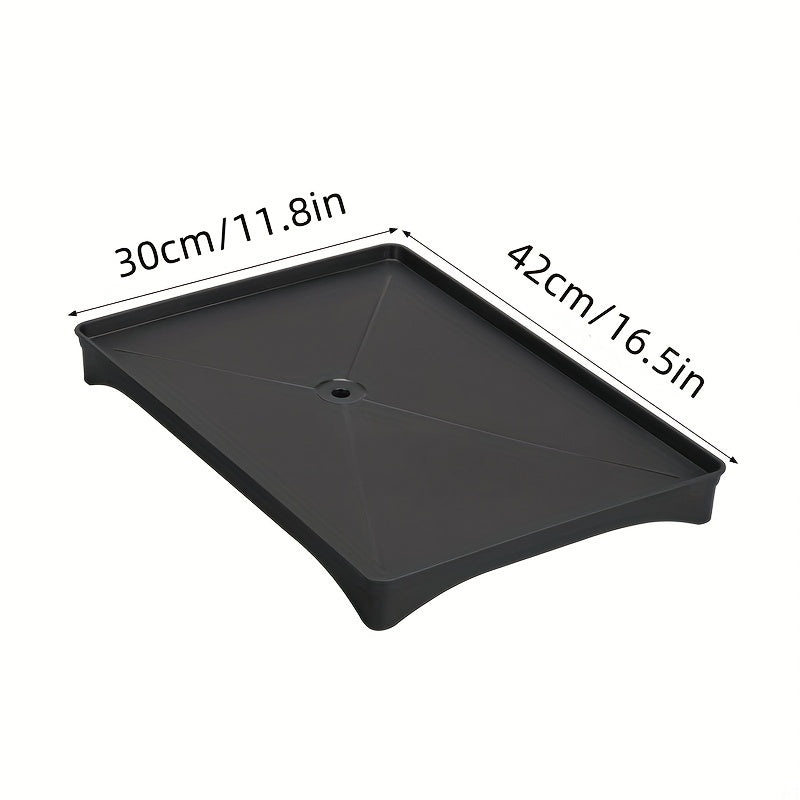 Black Plastic Kitchen Drying Rack with Drainboard, Compact and Waterproof