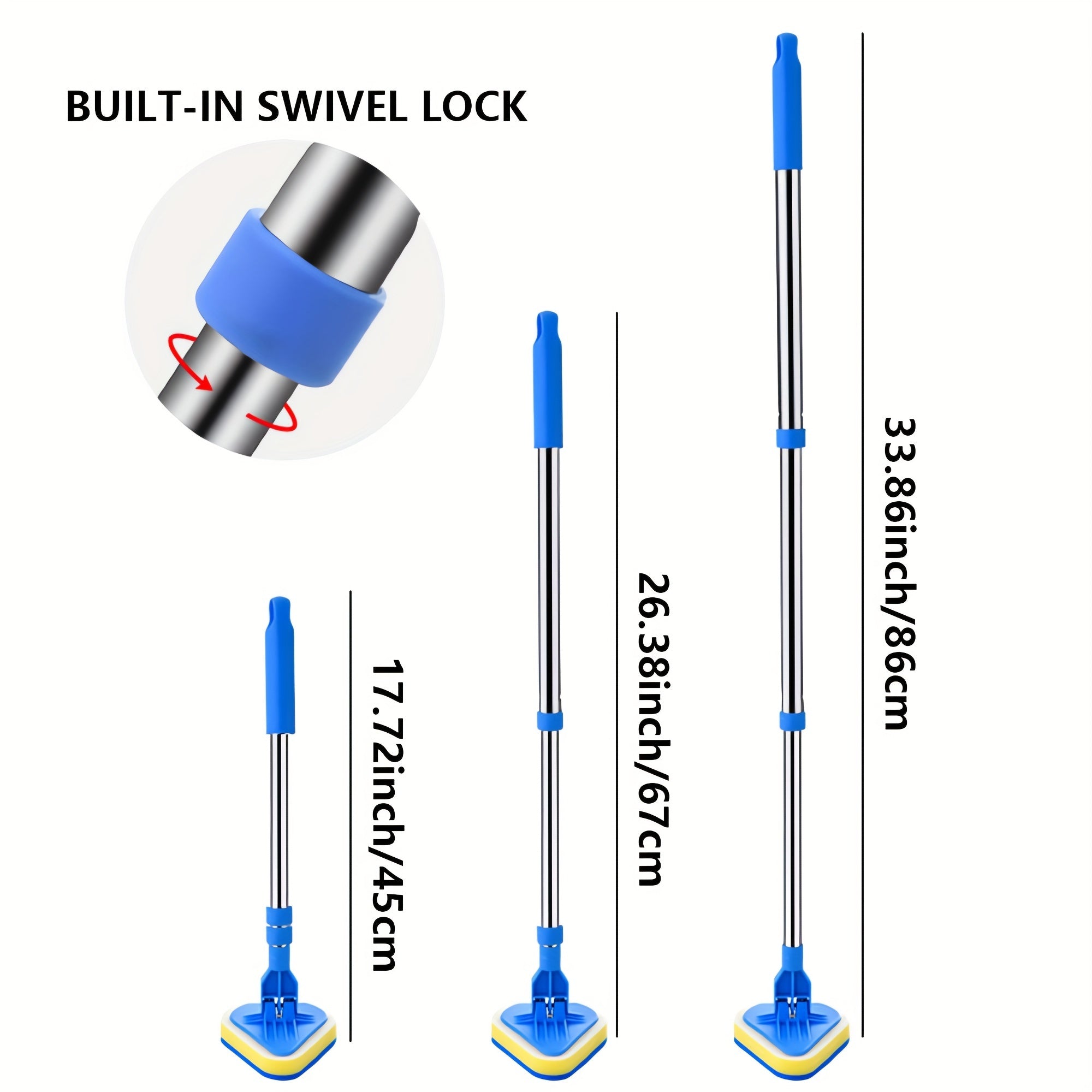Uy tozalash uchun asboblar to'plami, uzaytiriladigan tutqich va 4 ta qovushqich cho'tka bilan, hammom va oshxona uchun