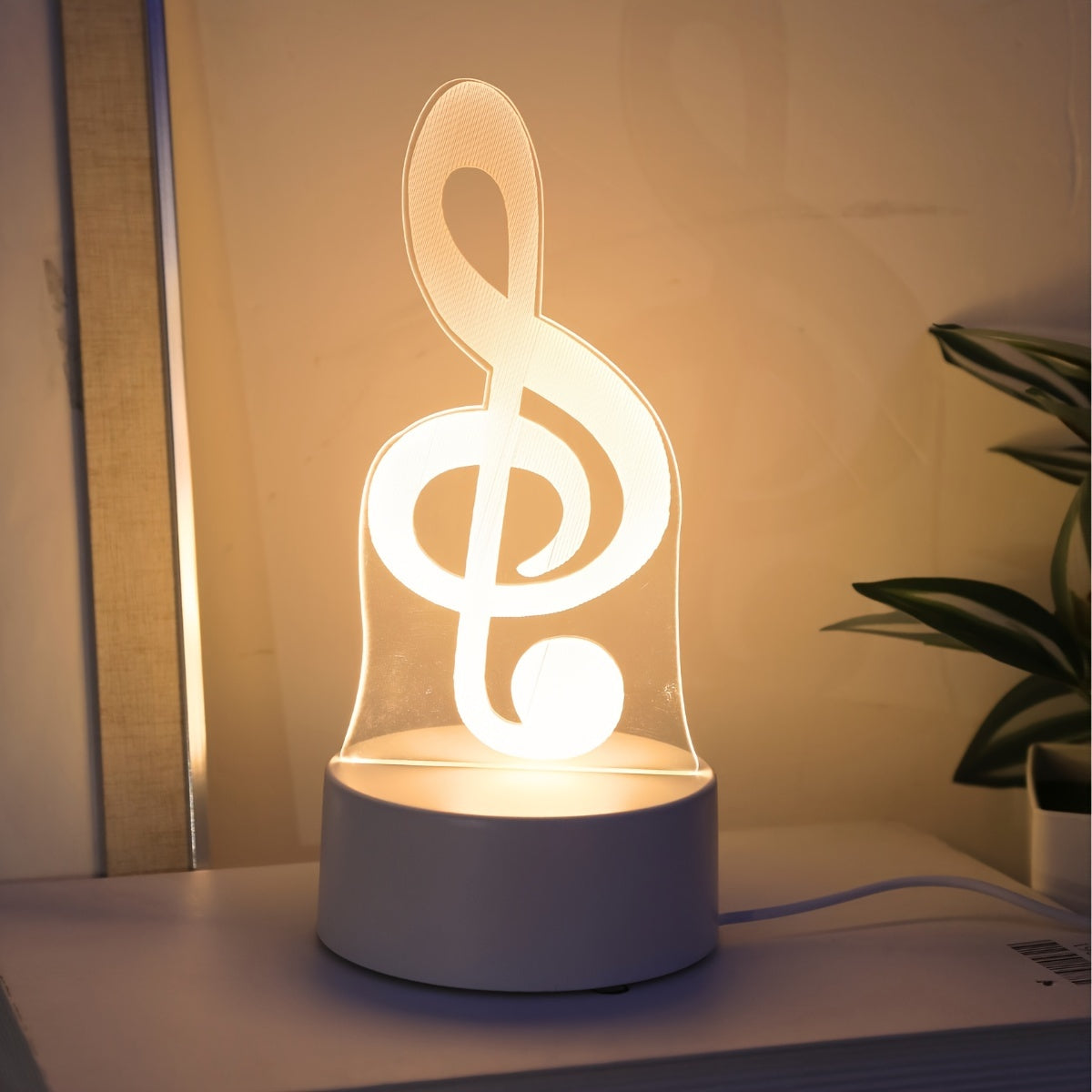 Lámpara de mesa con luz nocturna de nota musical 3D USB decorativa para dormitorio regalo