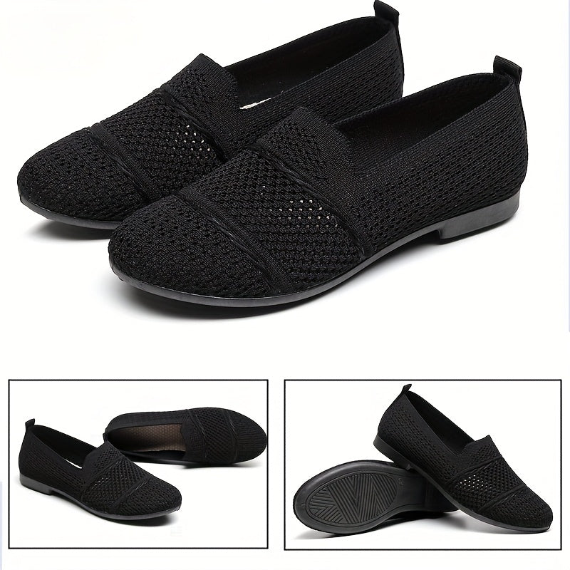 Women's Knit Mesh Slip-On Casual Shoes Lightweight Breathable Flats