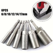 6-Piece 80mm Deep Nut Screwdriver Set with Impact Socket Adapter and Hex Bit