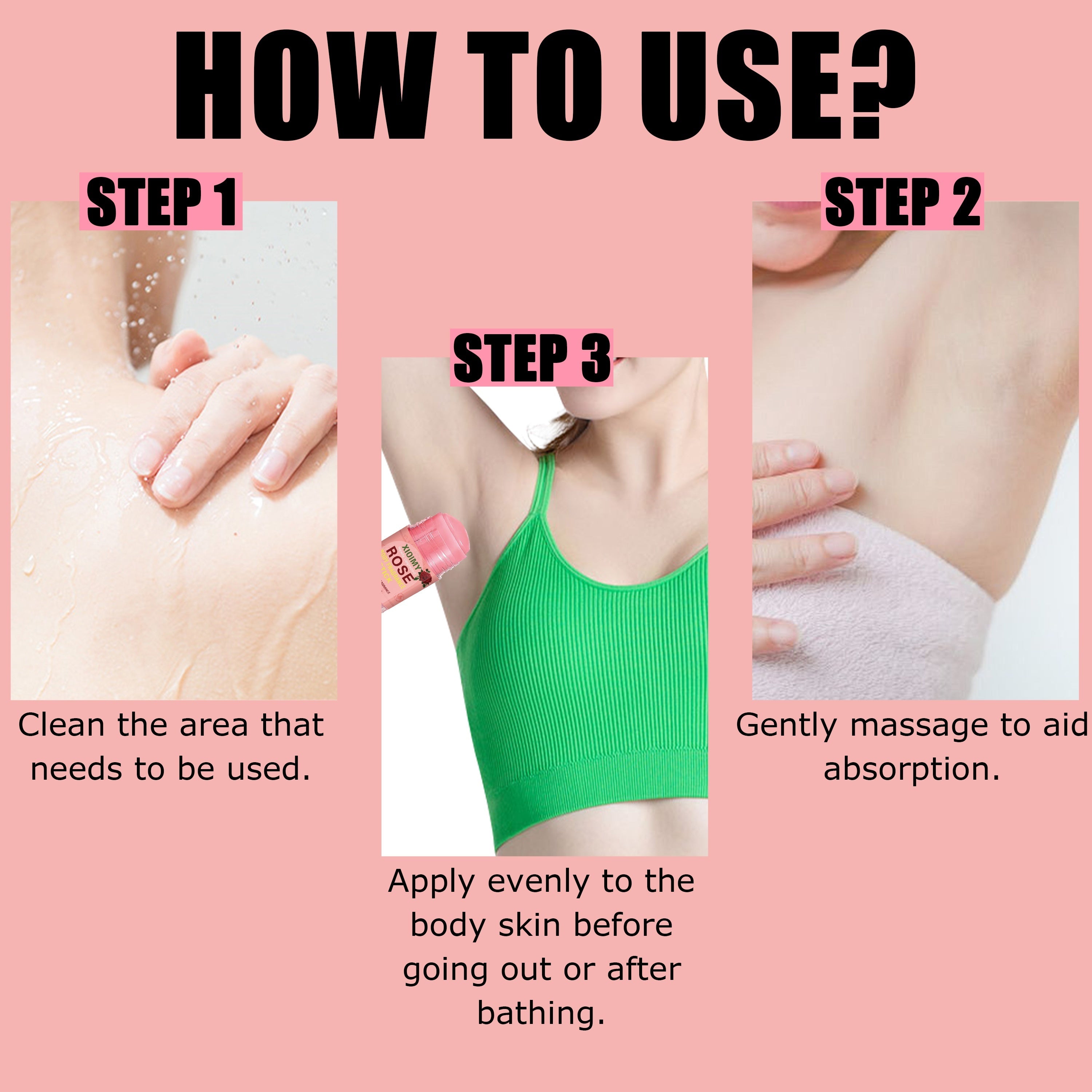 Xioimy Rose Body Fragrance Stick - Uniseks deodorant, 1.411oz, 72 soat davomida yangilik, uzoq muddatli atirgul hid, tanaga mos keladi, qattiq tana hidini va terni bartaraf etadi.