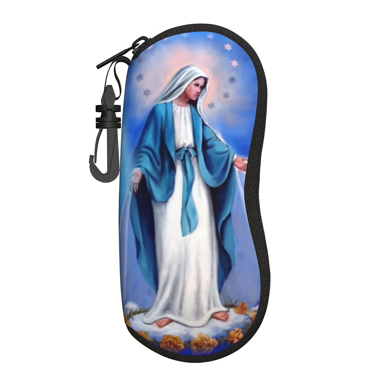 Our Lady of Fatima Virgin Mary Eyeglass Case Waterproof Neoprene with Keychain